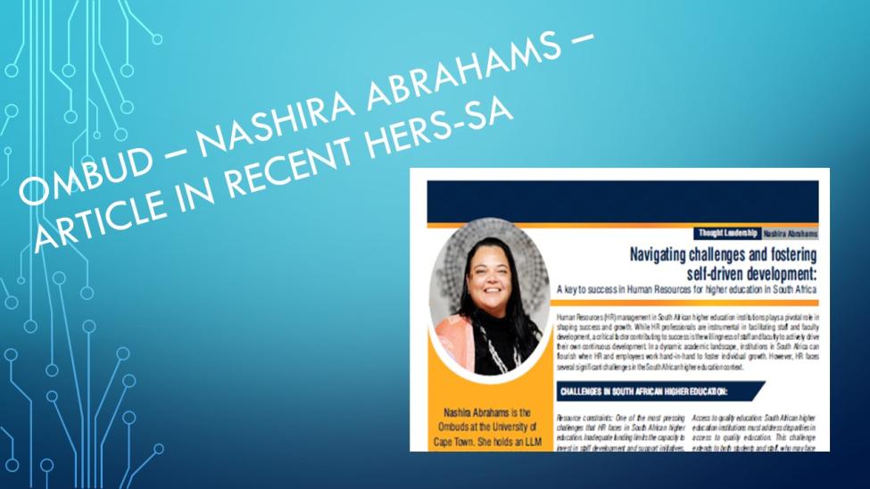 Ombud article in HERS-SA